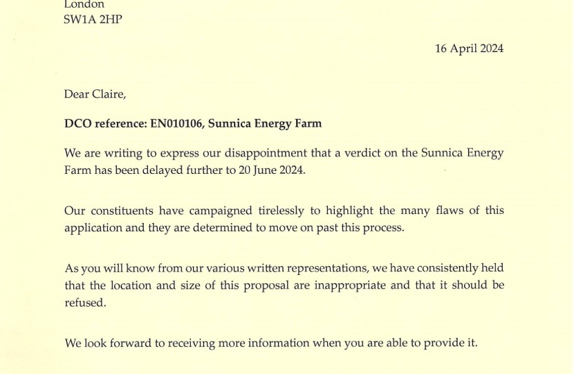 Letter to SoS of Energy Security