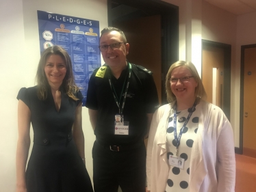 Lucy Frazer MP with Sgt Priestley at Ely College